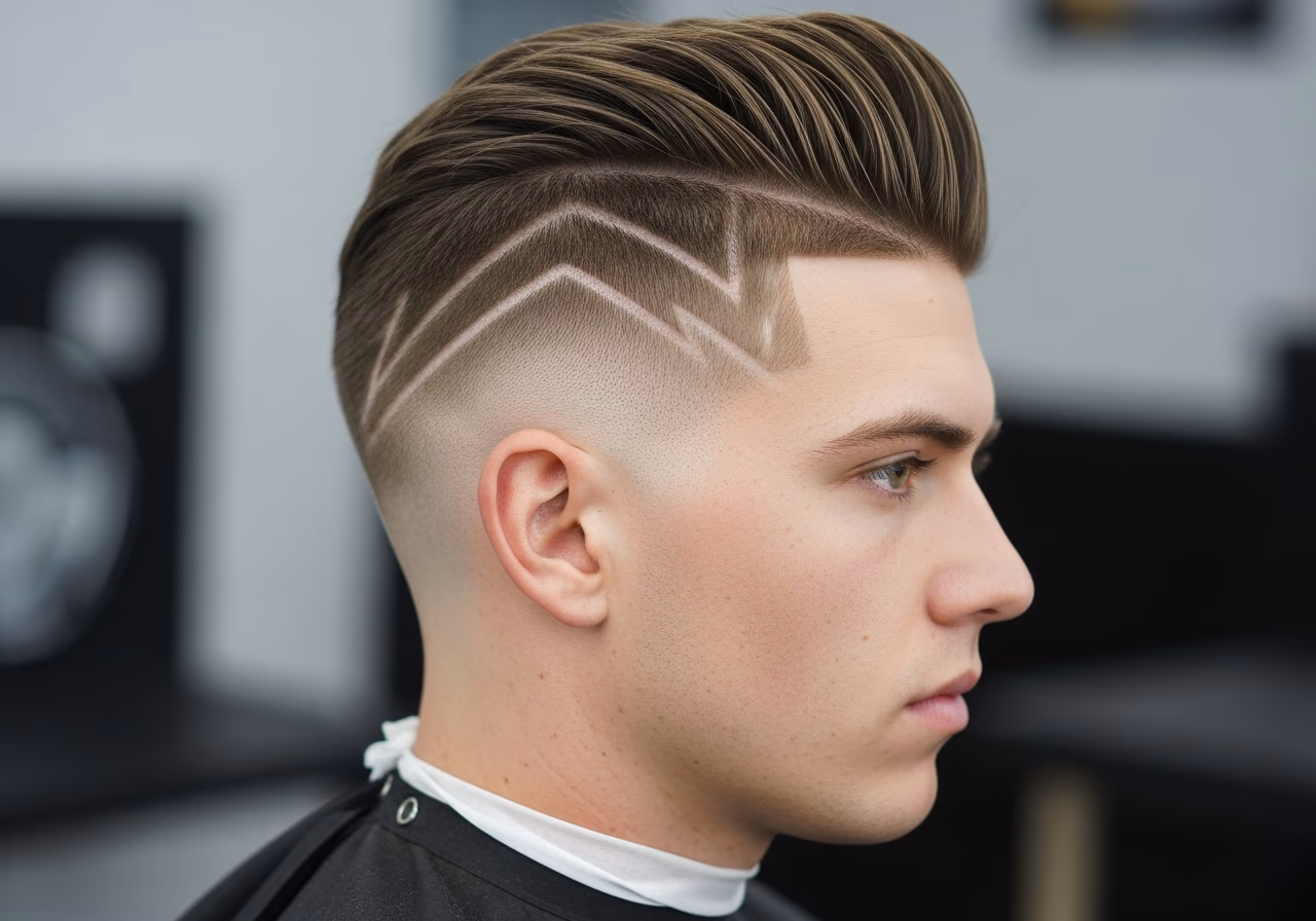 Arrow Line Pattern haircut design for gents 2026 - upward arrow razor design