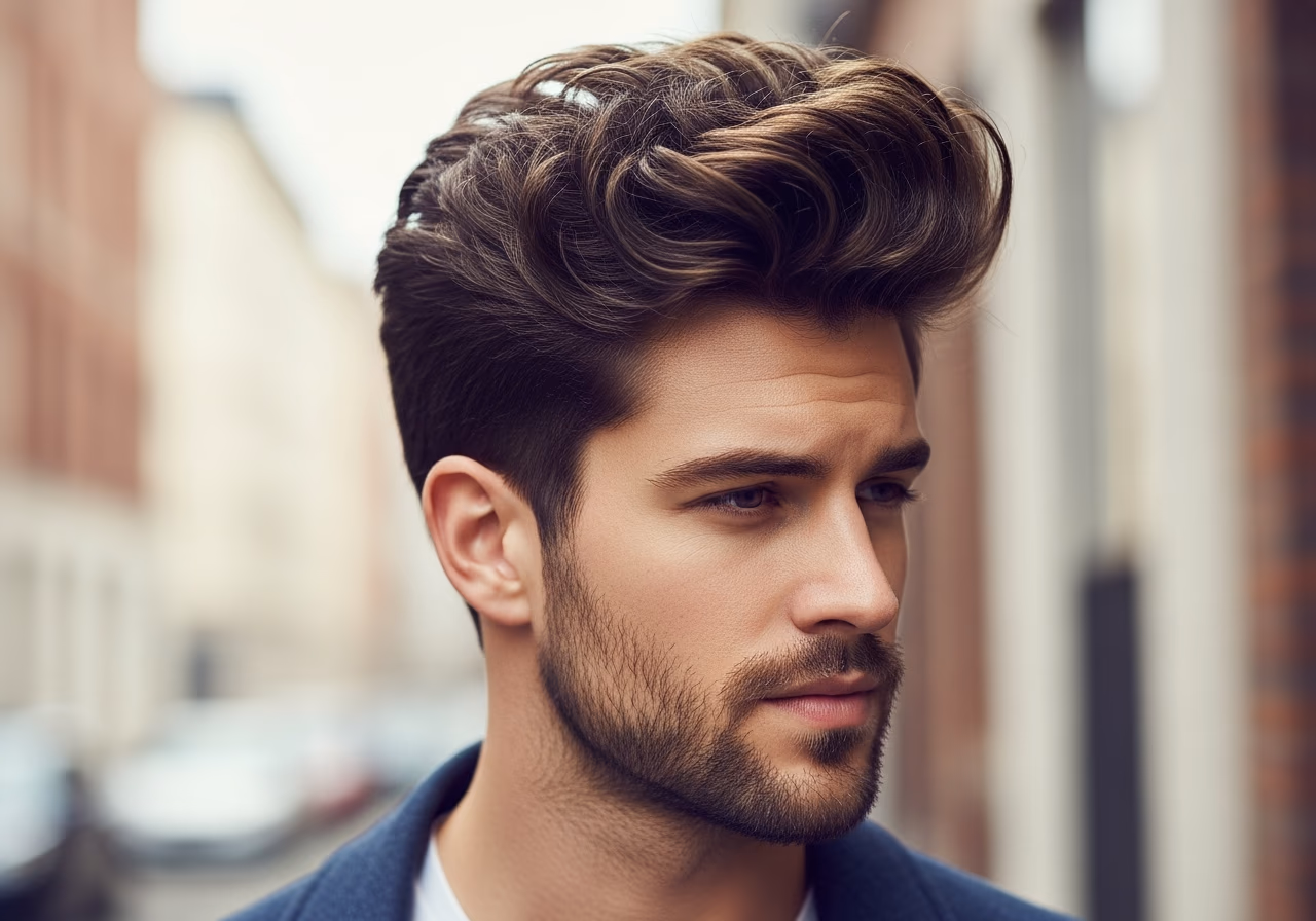 Curly Quiff haircut for curly hair men 2026 - volume curly quiff style