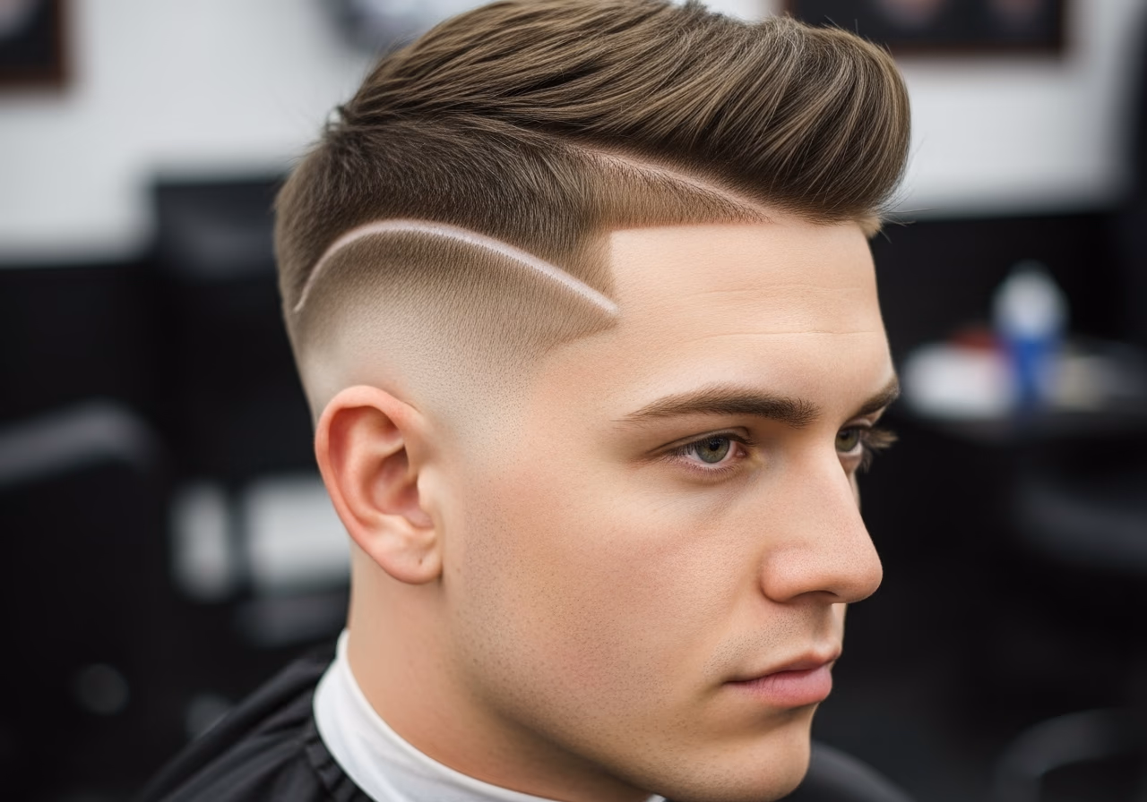 Curved Temple Line haircut design for gents 2026 - smooth curved temple razor style