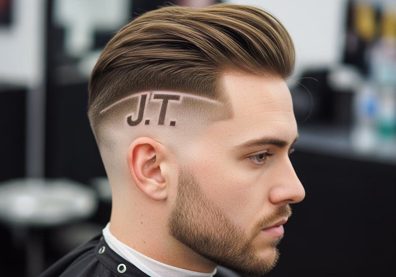 Custom Initials Line haircut design for gents 2026 - personal initials razor design