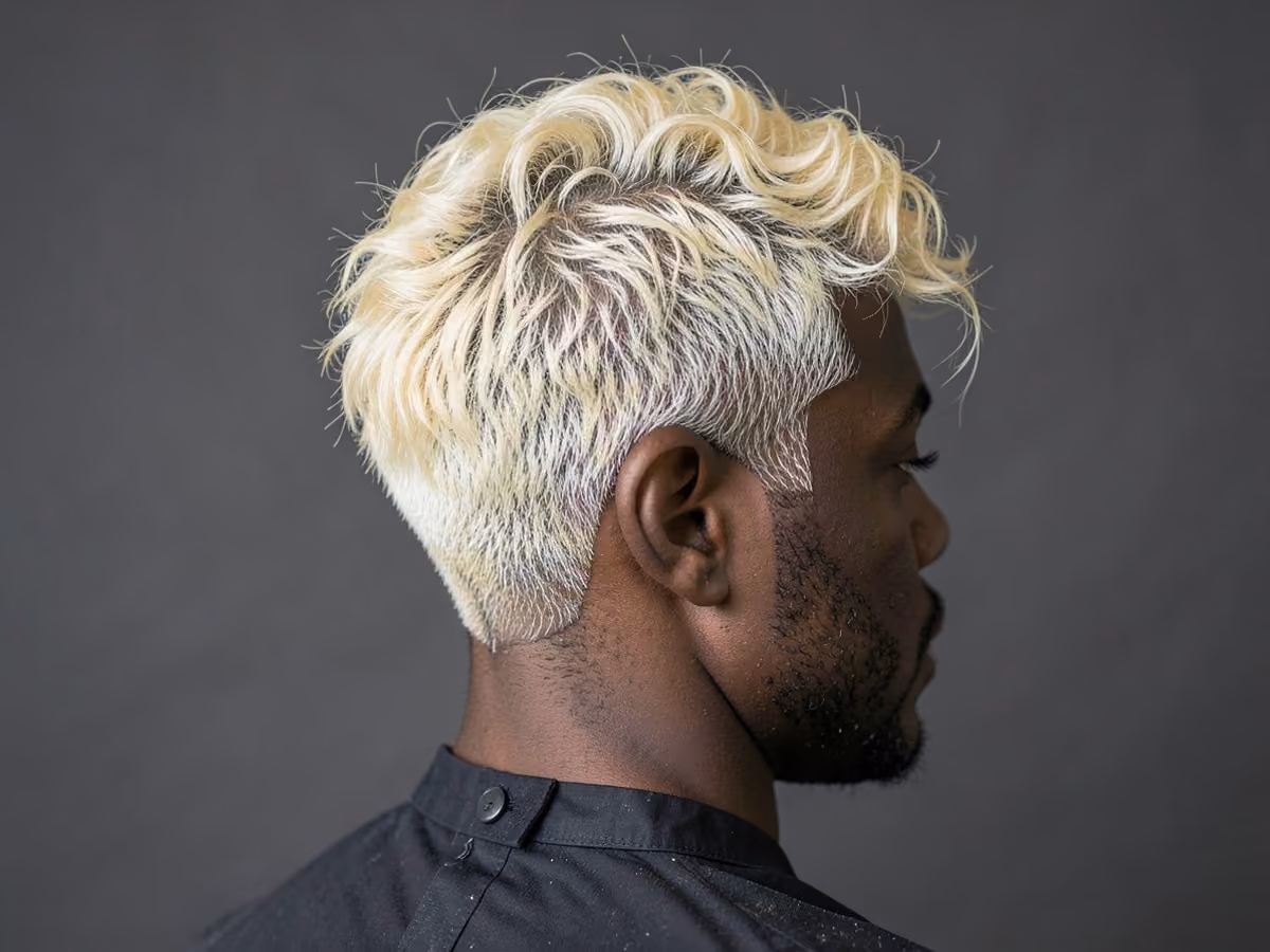 Man with a blonde 360 waves haircut