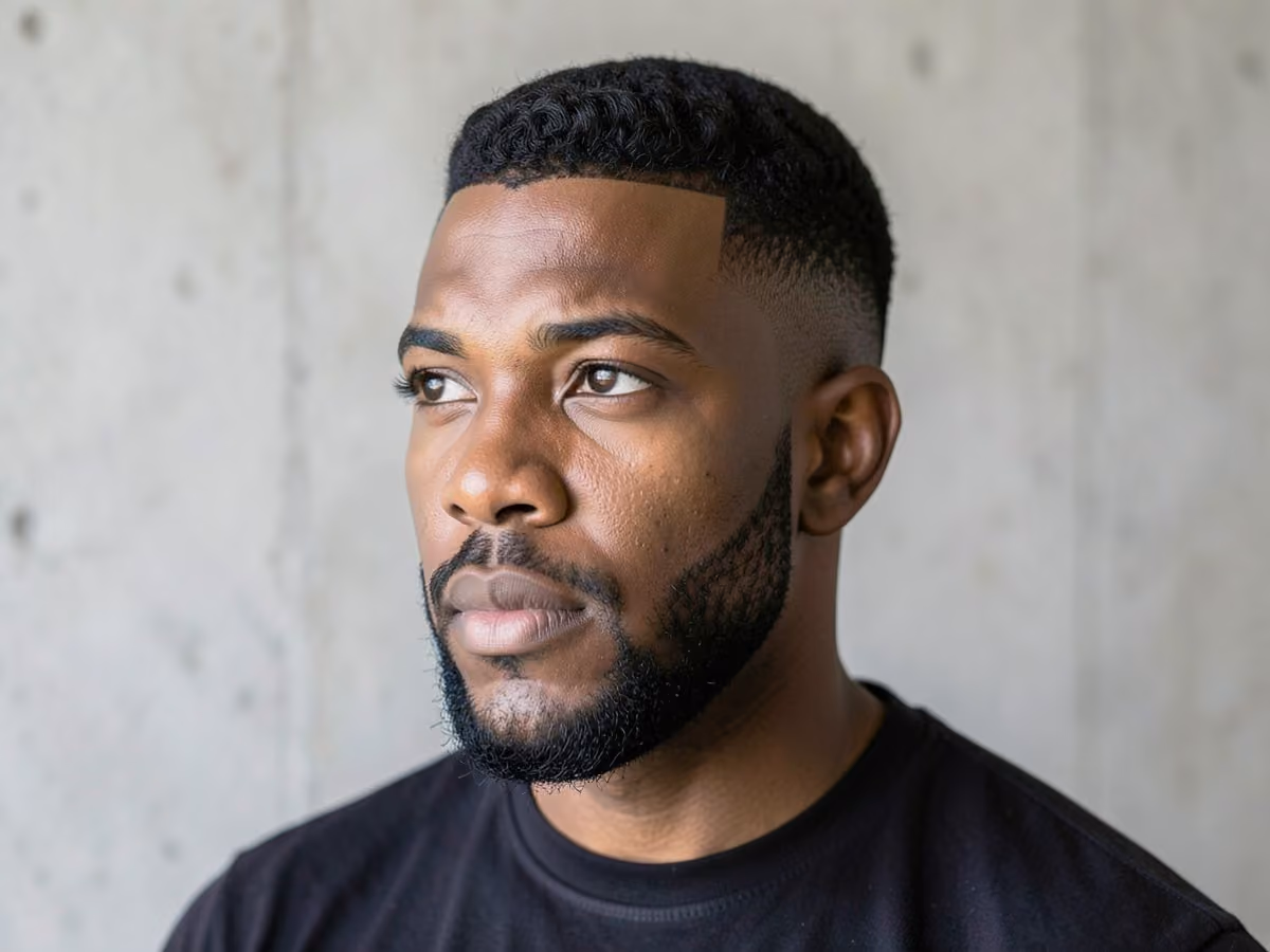 Man with a caesar waves haircut