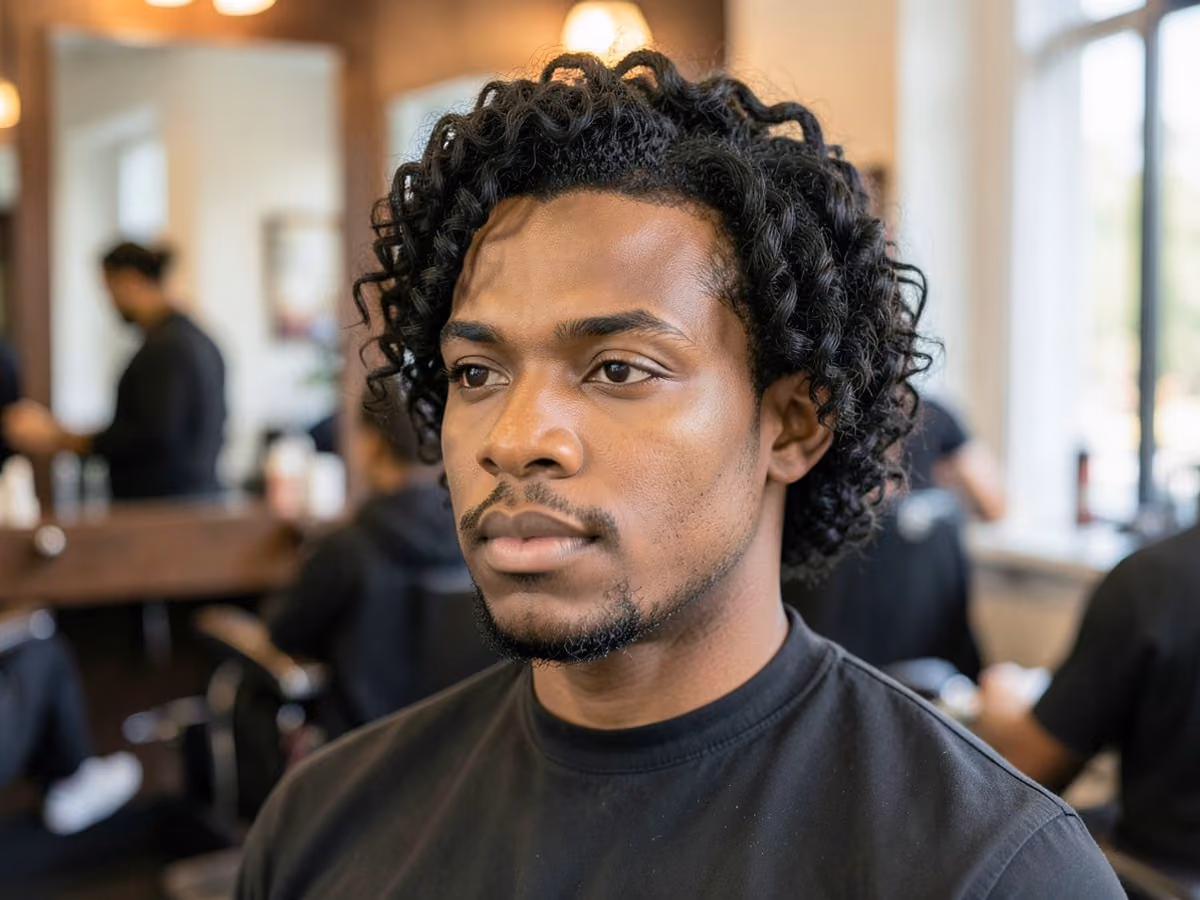 Man with a curly hair 360 waves