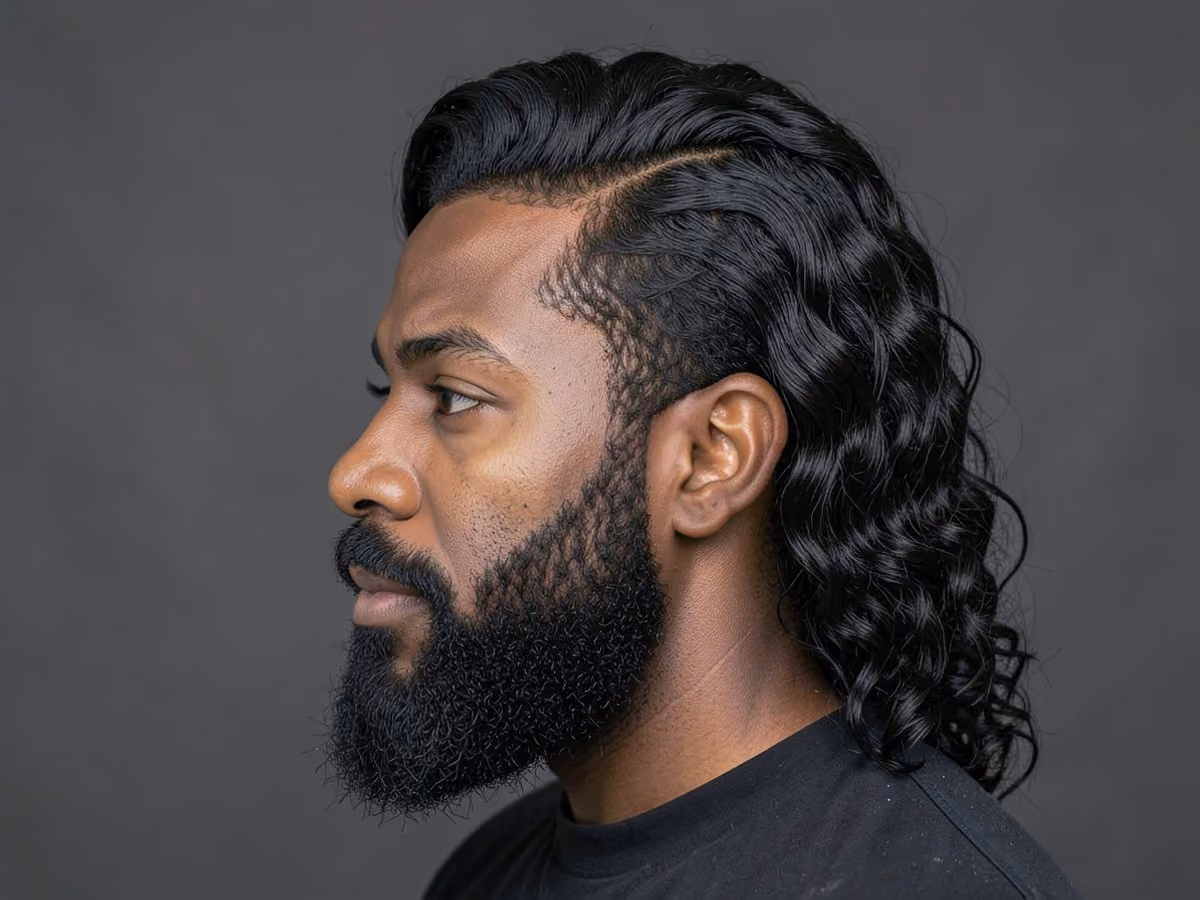 Man with a deep 360 waves haircut