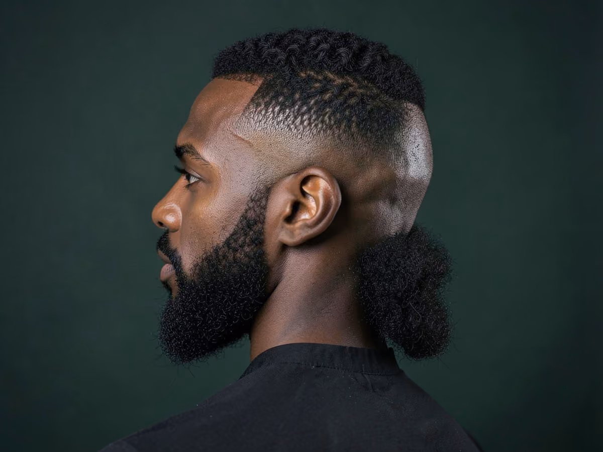 Man with a waves with bald taper haircut