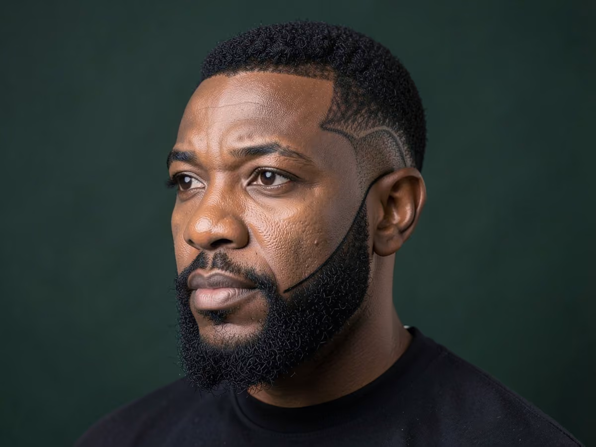 Man with a waves with chin strap beard haircut