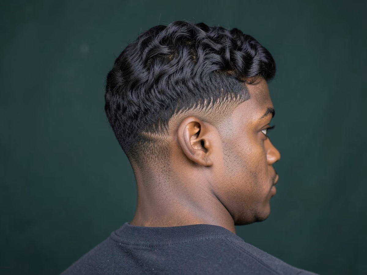 Man with a waves with low taper haircut