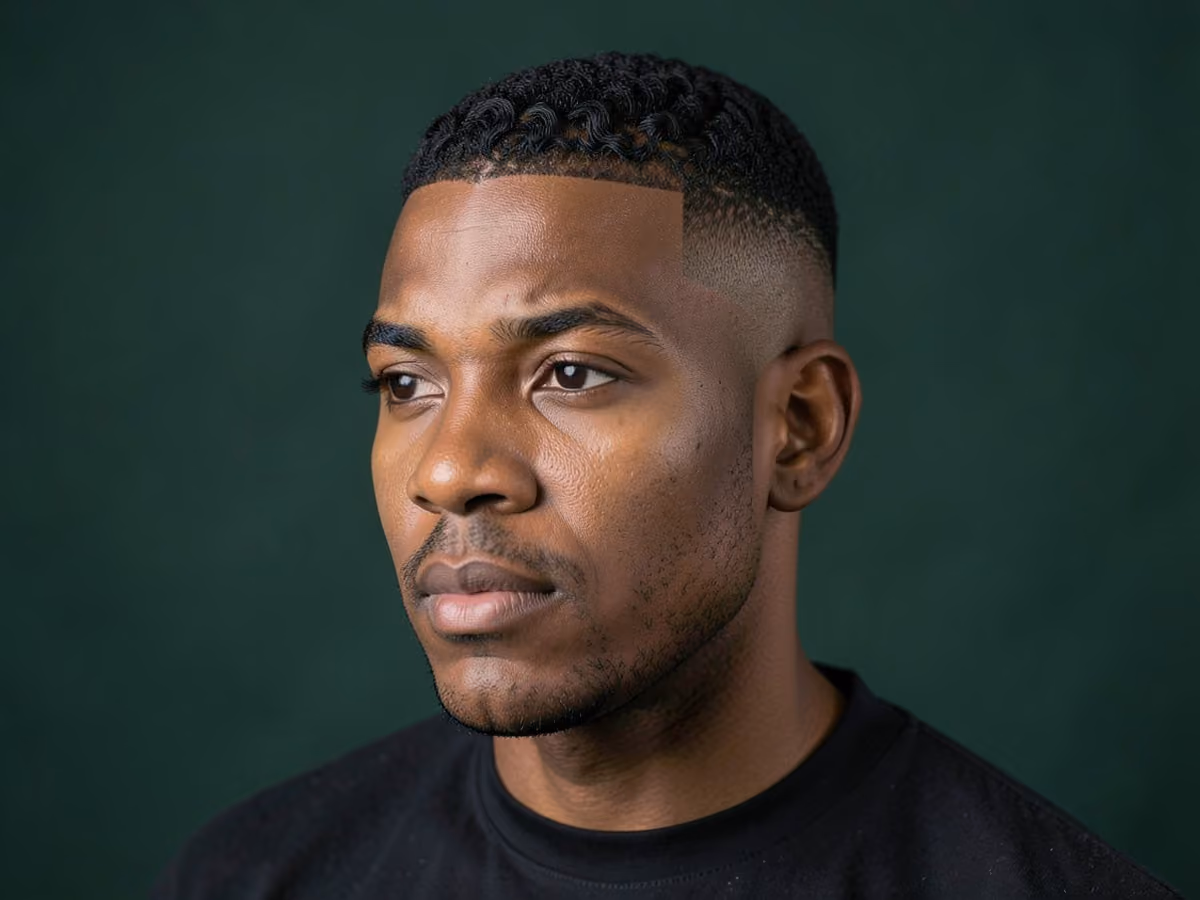 Man with a waves with mid skin fade