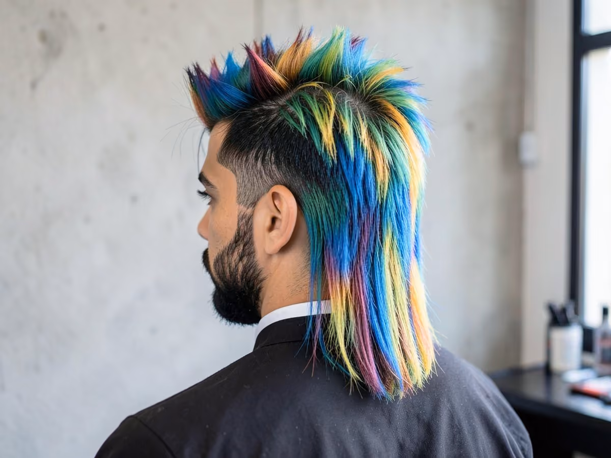 Man with a glam rock mullet