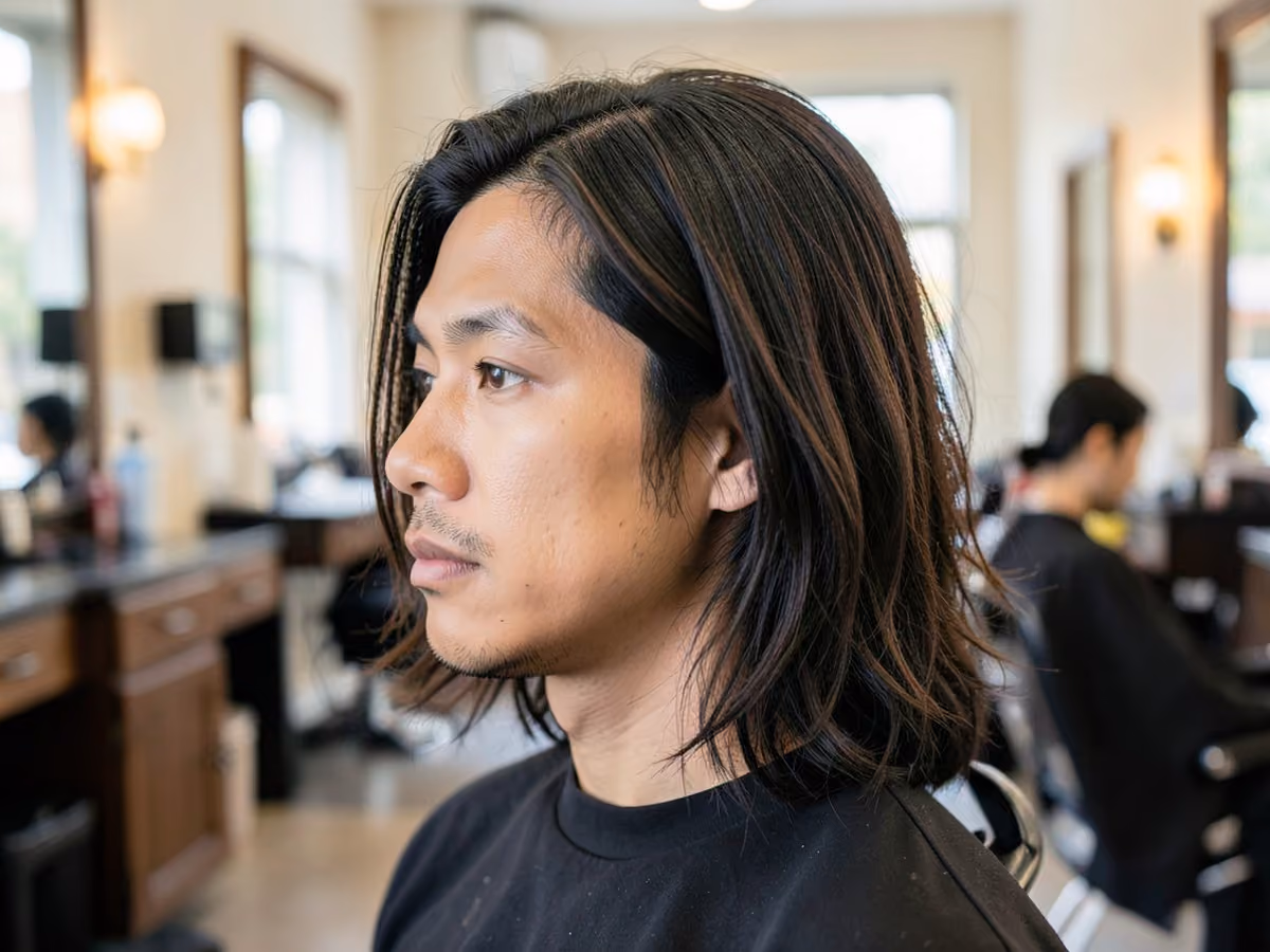 Man with a hippie long hair