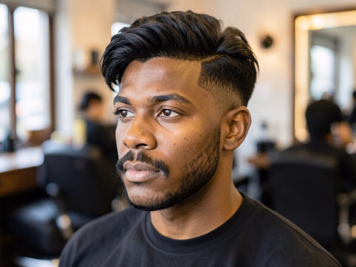 Man with a layered hair with mutton chops