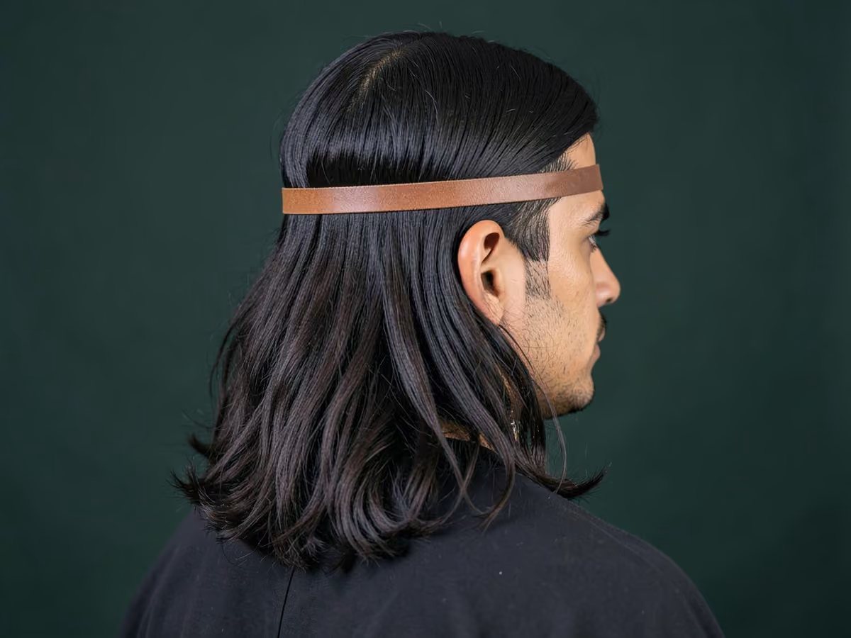Man with a long hair with headband