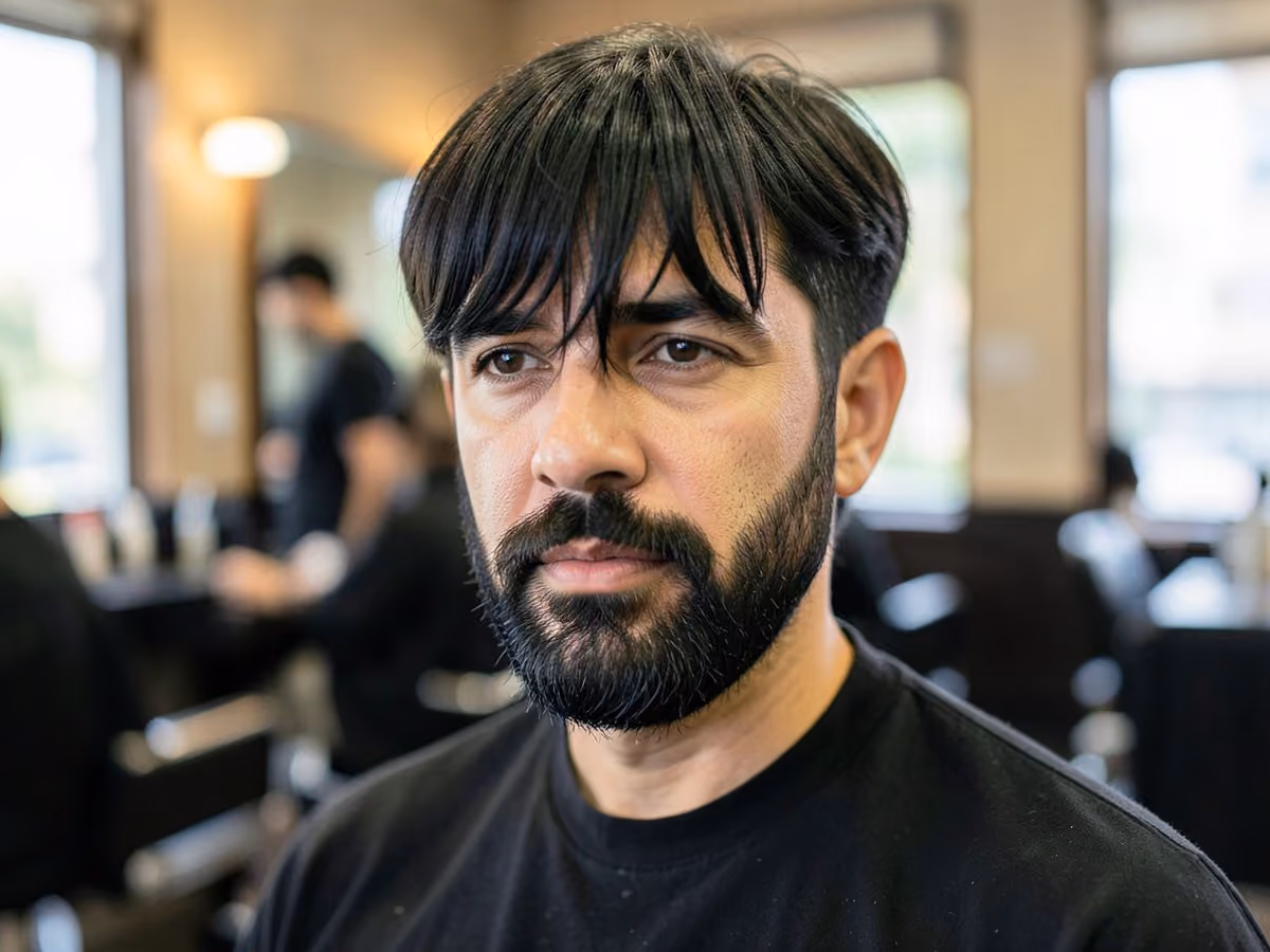 Man with a floppy fringe cut