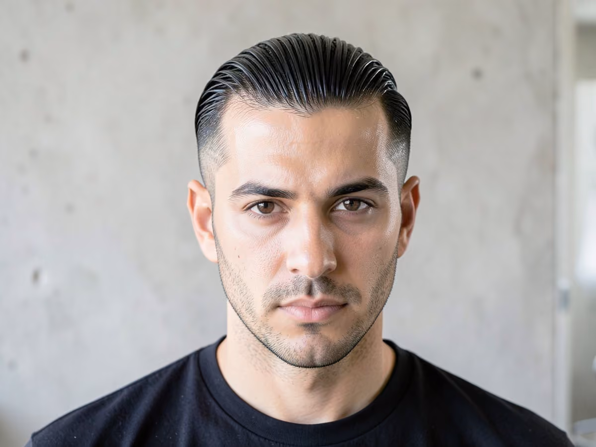 Man with a gelled slick back