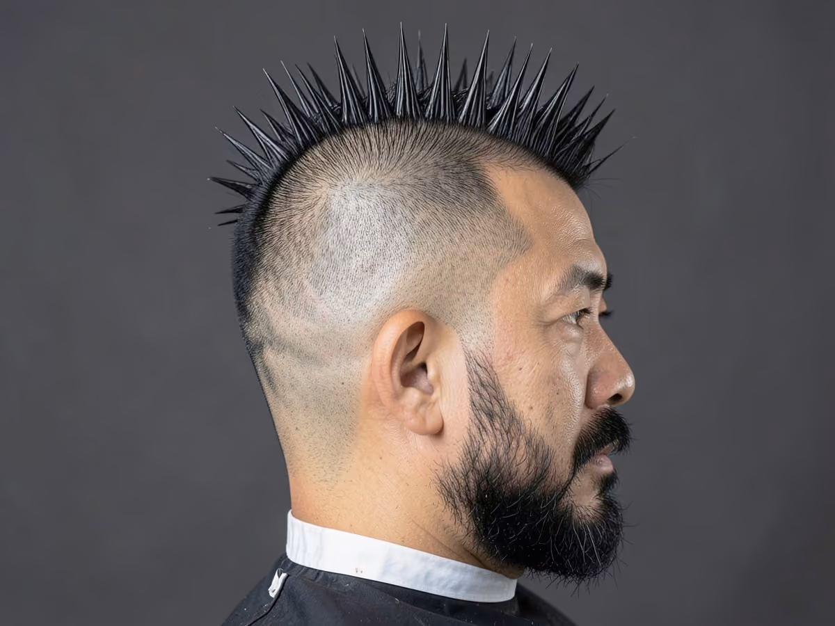 Man with a gelled spikes haircut
