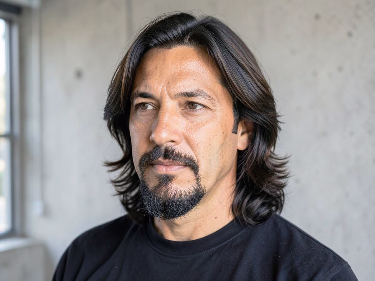 Man with a long hair with goatee