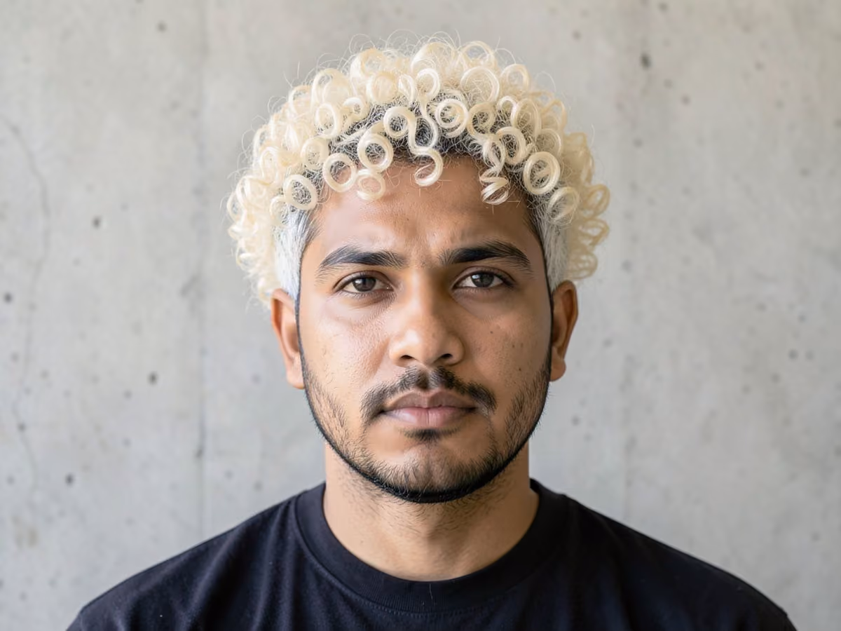 Man with a ramen noodle curls haircut