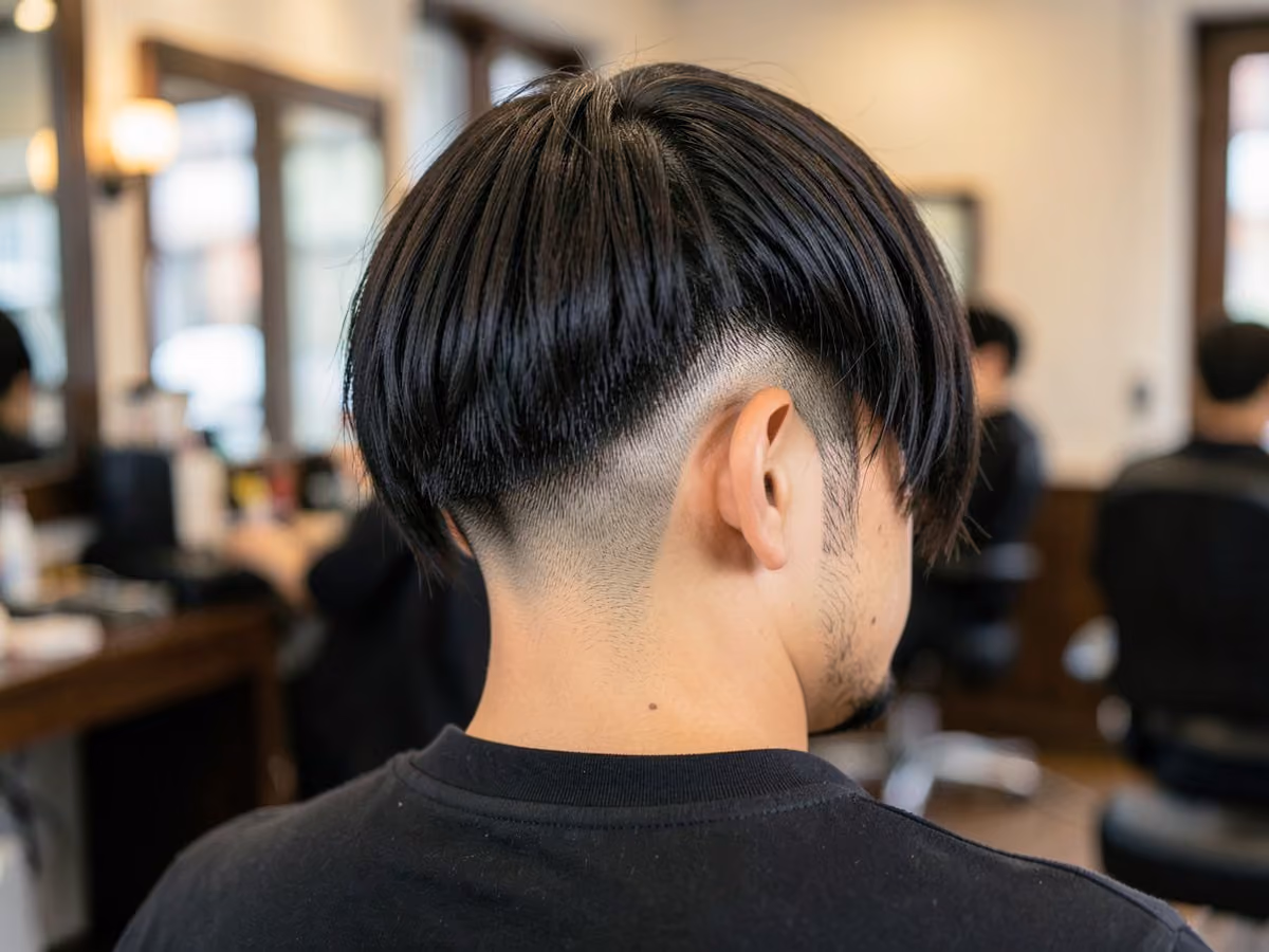 Man with an undercut with long fringe