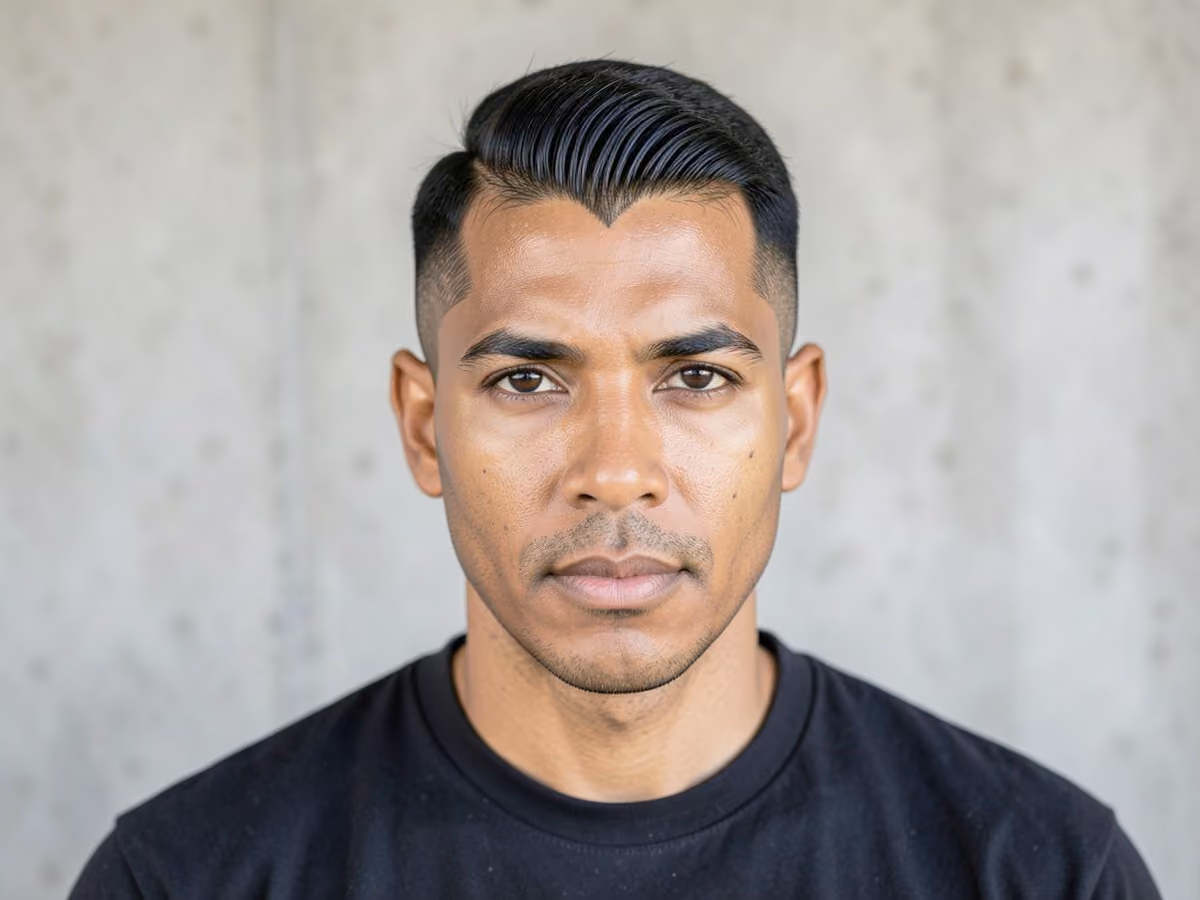 Man with a zigzag part haircut