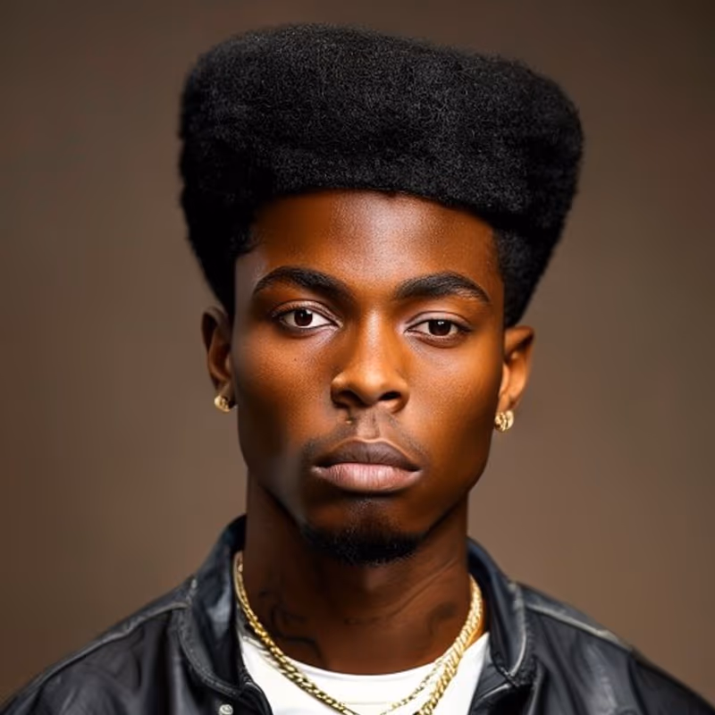 High Top Afro hairstyle for men 2026 — Afro variation, best for Retro, bold, statement looks, modern barbering by Master Stylist Jessica Hamilton