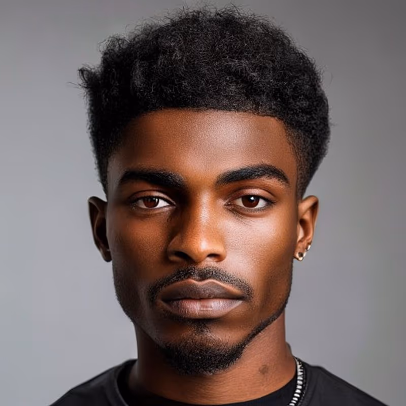 Afro Temple Fade hairstyle for men 2026 — Afro variation, best for A clean, streamlined natural look, modern barbering by Master Stylist Jessica Hamilton