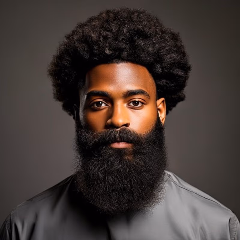 Afro with Beard hairstyle for men 2026 — Afro variation, best for A fuller, masculine, modern look, modern barbering by Master Stylist Jessica Hamilton