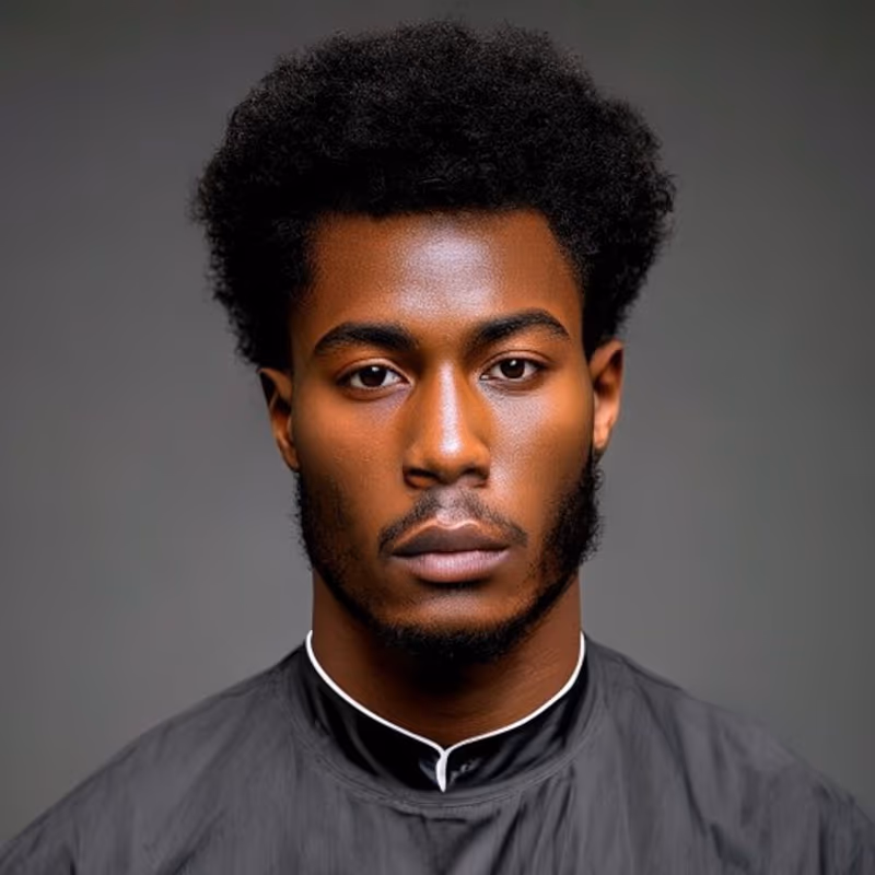 Short Afro hairstyle for men 2026 — Afro variation, best for Low-effort natural styles, modern barbering by Master Stylist Jessica Hamilton