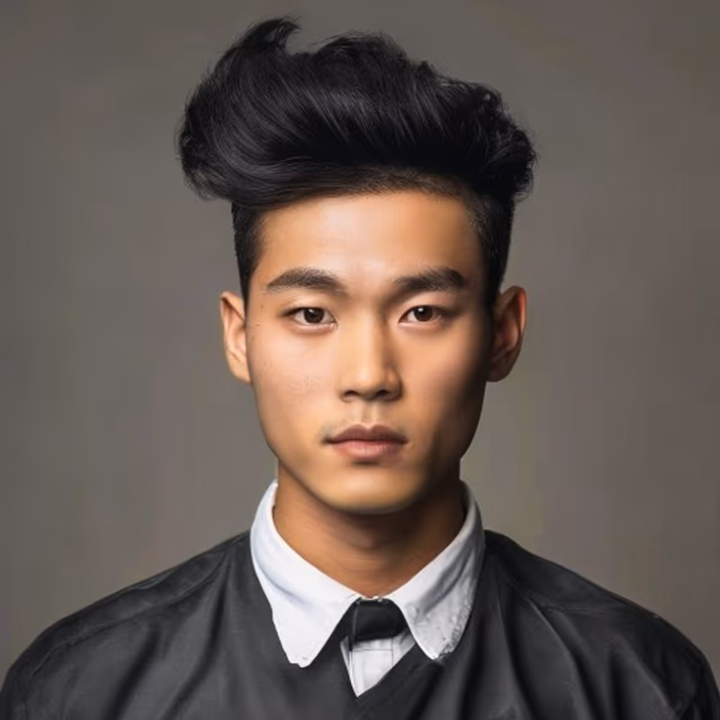 Pompadour hairstyle for men 2026 — Asian Men Haircuts variation, best for A sharp, voluminous statement, modern barbering by Master Stylist Jessica Hamilton