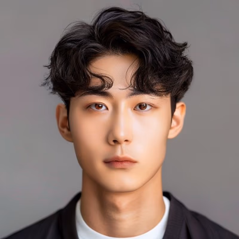 Korean Soft Perm hairstyle for men 2026 — Asian Men Haircuts variation, best for Straight hair wanting movement, modern barbering by Master Stylist Jessica Hamilton