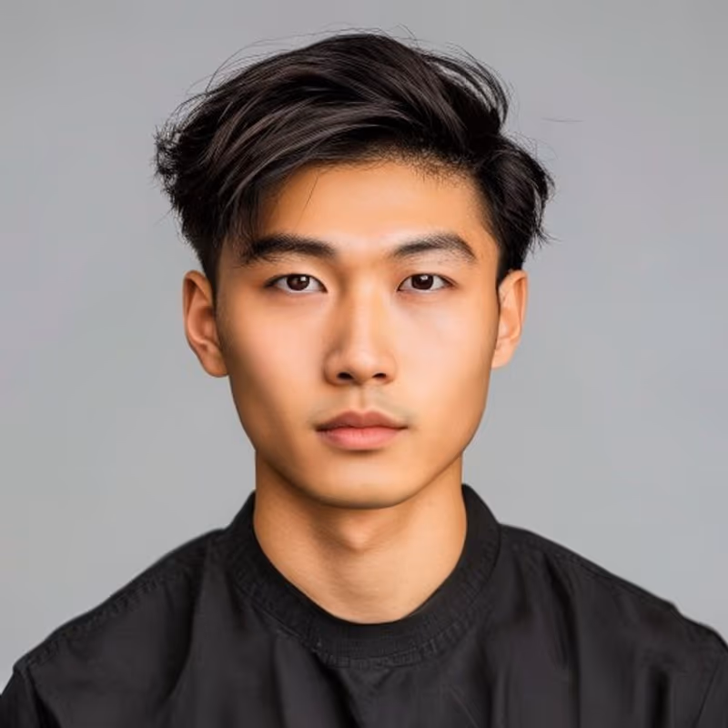 Middle Part hairstyle for men 2026 — Asian Men Haircuts variation, best for Soft, balanced, face-framing, modern barbering by Master Stylist Jessica Hamilton