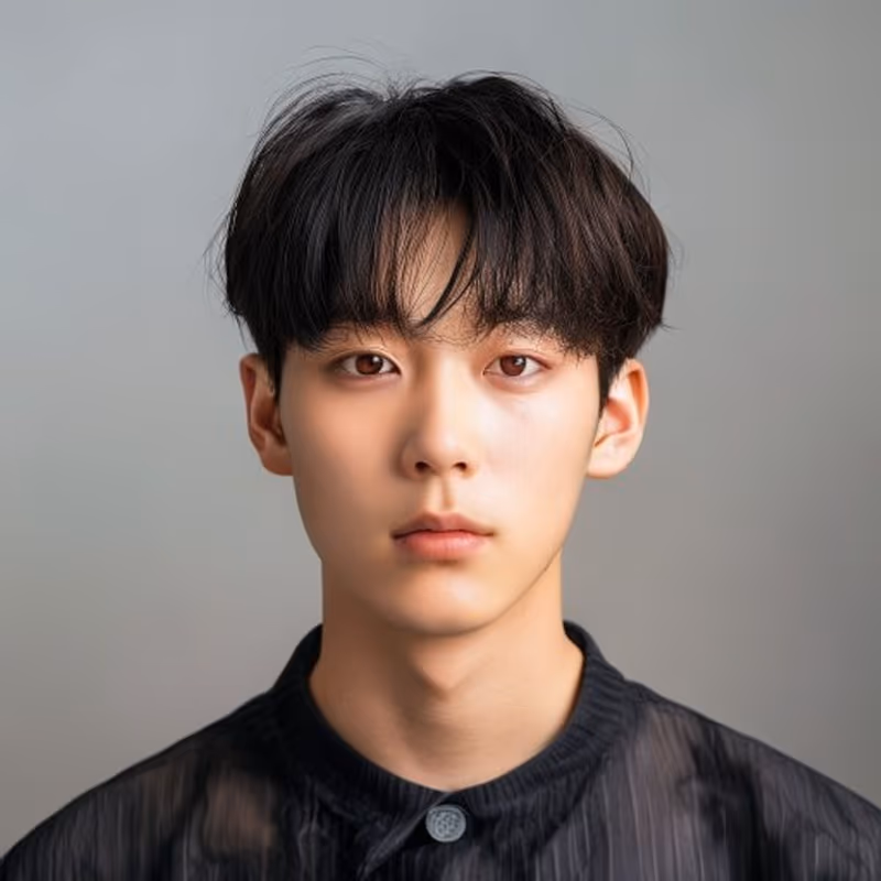 See-Through Bangs hairstyle for men 2026 — Asian Men Haircuts variation, best for Light, airy, youthful, modern barbering by Master Stylist Jessica Hamilton