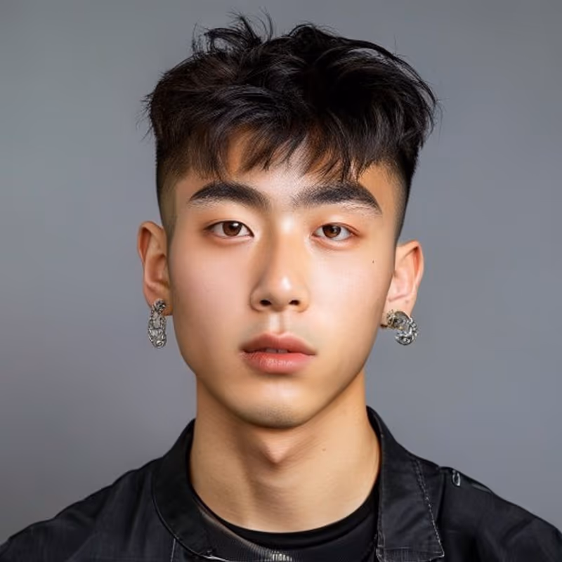 Two-Block Cut hairstyle for men 2026 — Asian Men Haircuts variation, best for Most face shapes; the K-style staple, modern barbering by Master Stylist Jessica Hamilton