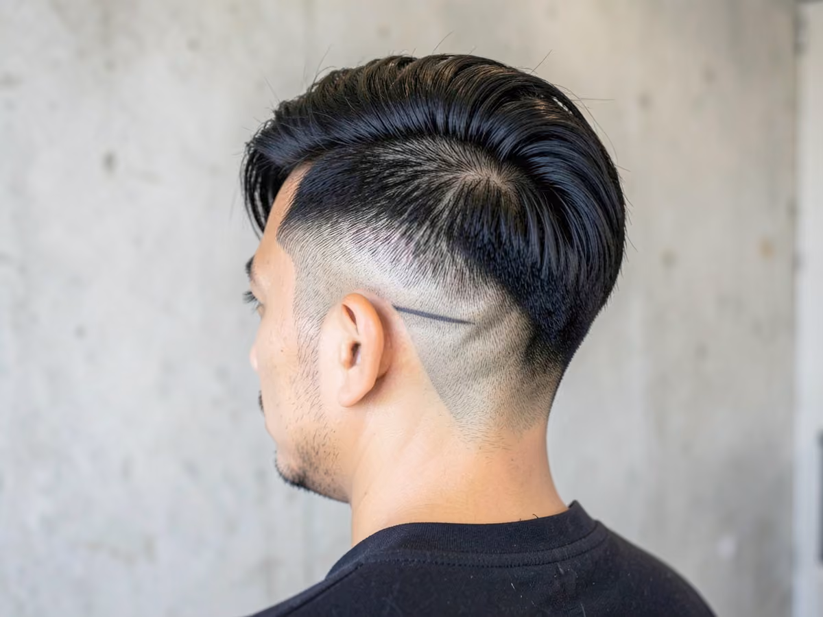 Man with a deep v nape undercut