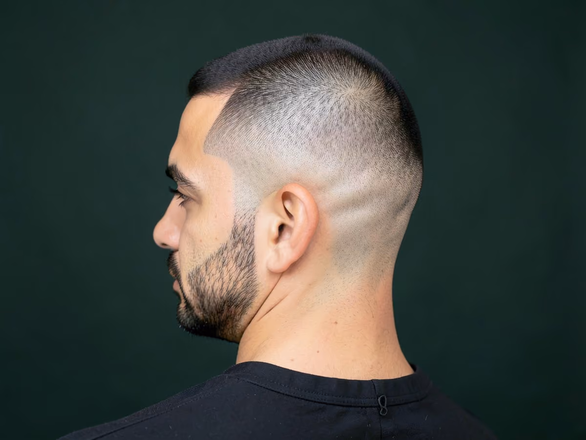 Man with a high fade back of head