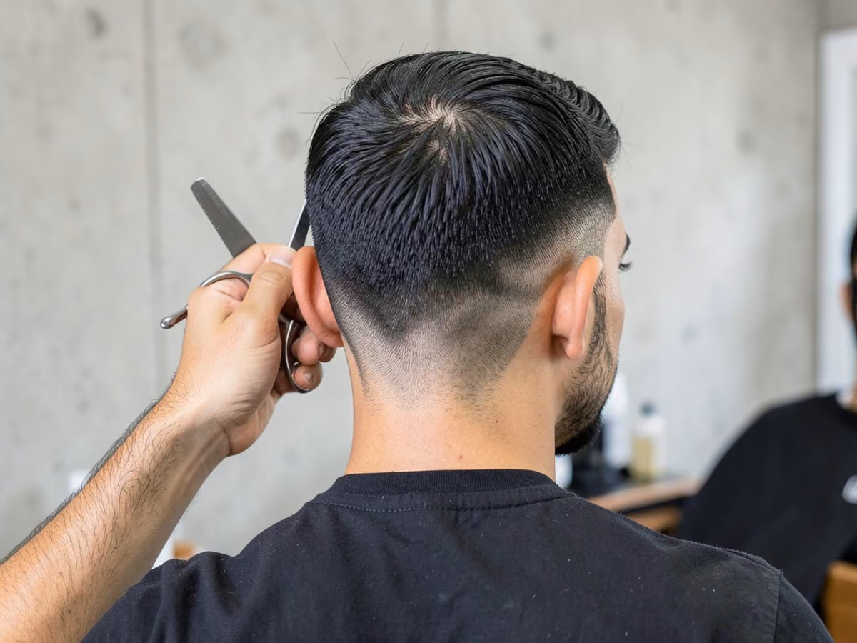 Man with a natural scissor neckline haircut