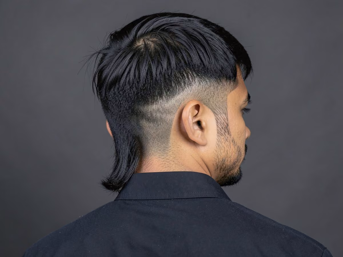 Man with a tapered mullet back