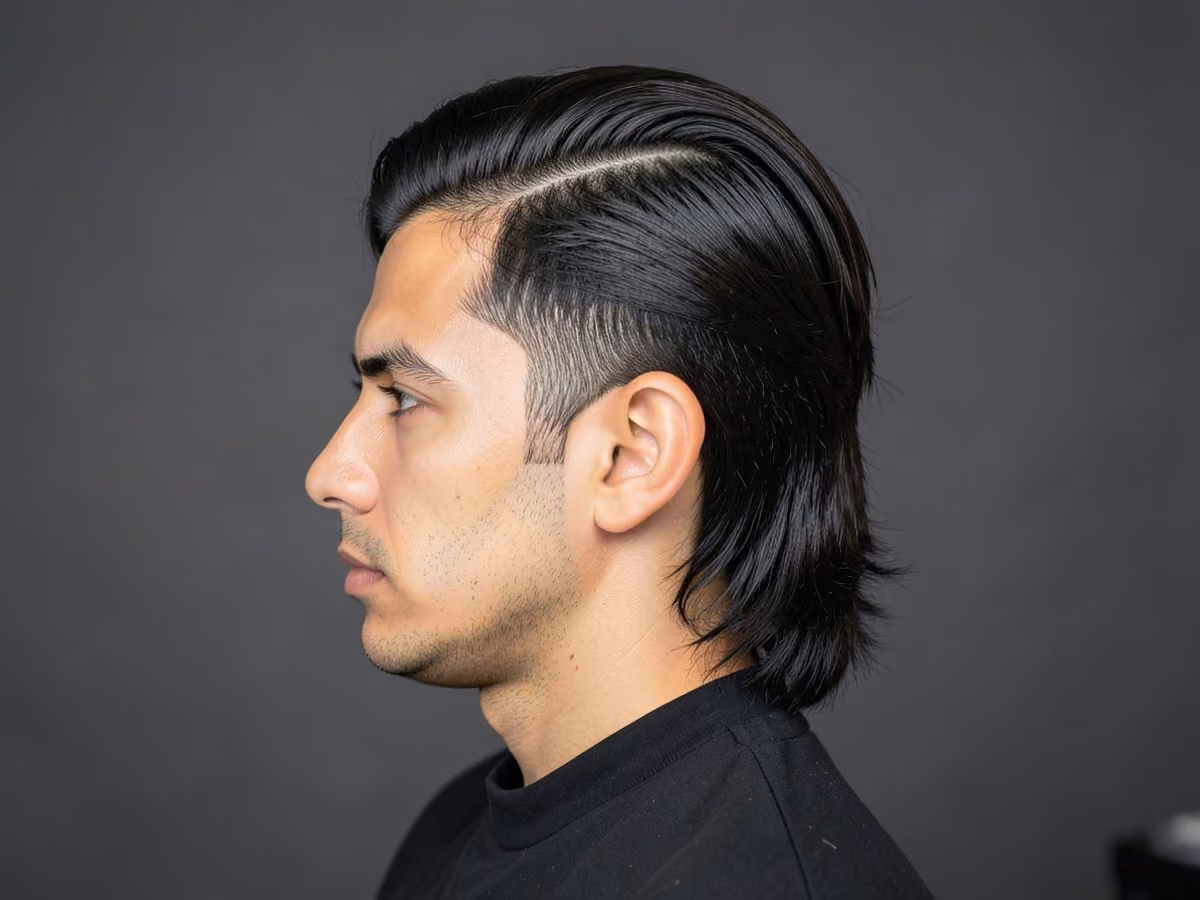 Man with a v-cut back for long hair