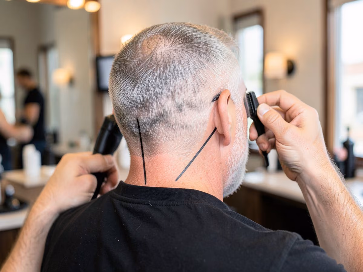 Man with a v-shape neckline haircut
