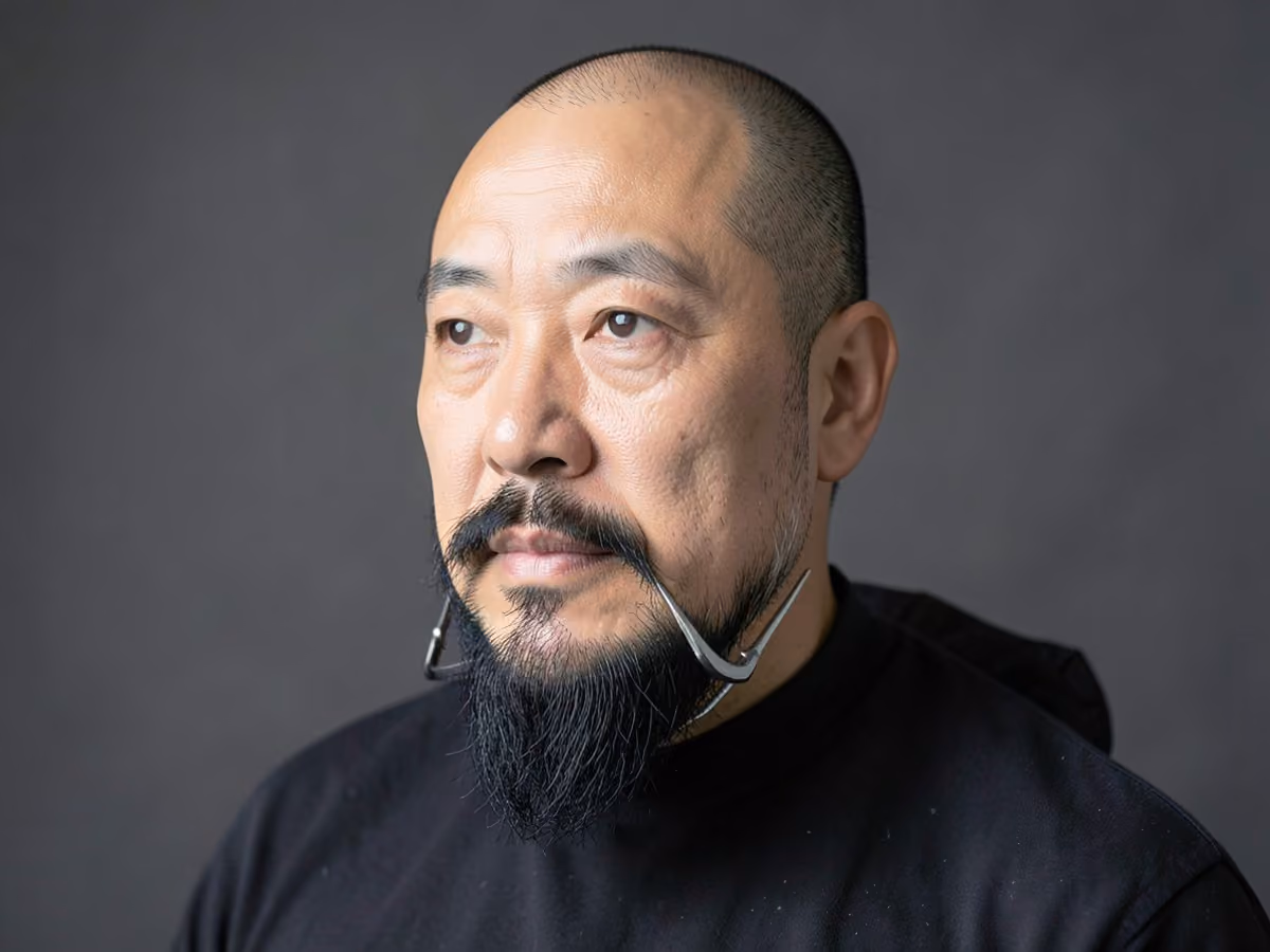 Man with a bald with anchor beard haircut