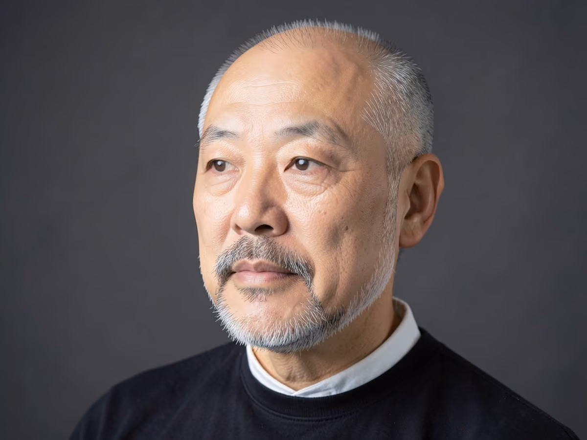 Man with a bald with circle beard haircut