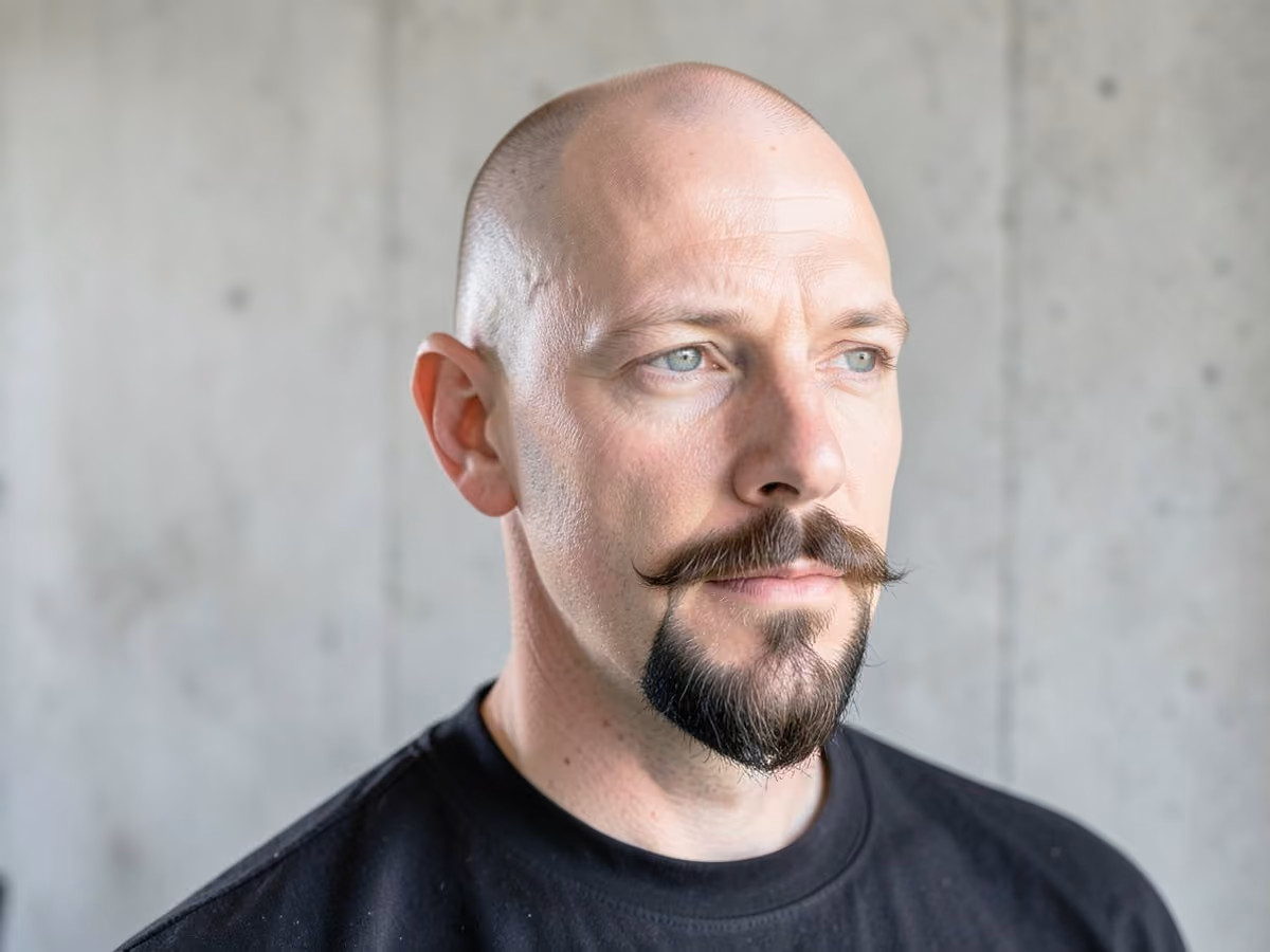 Man with a bald with van dyke haircut
