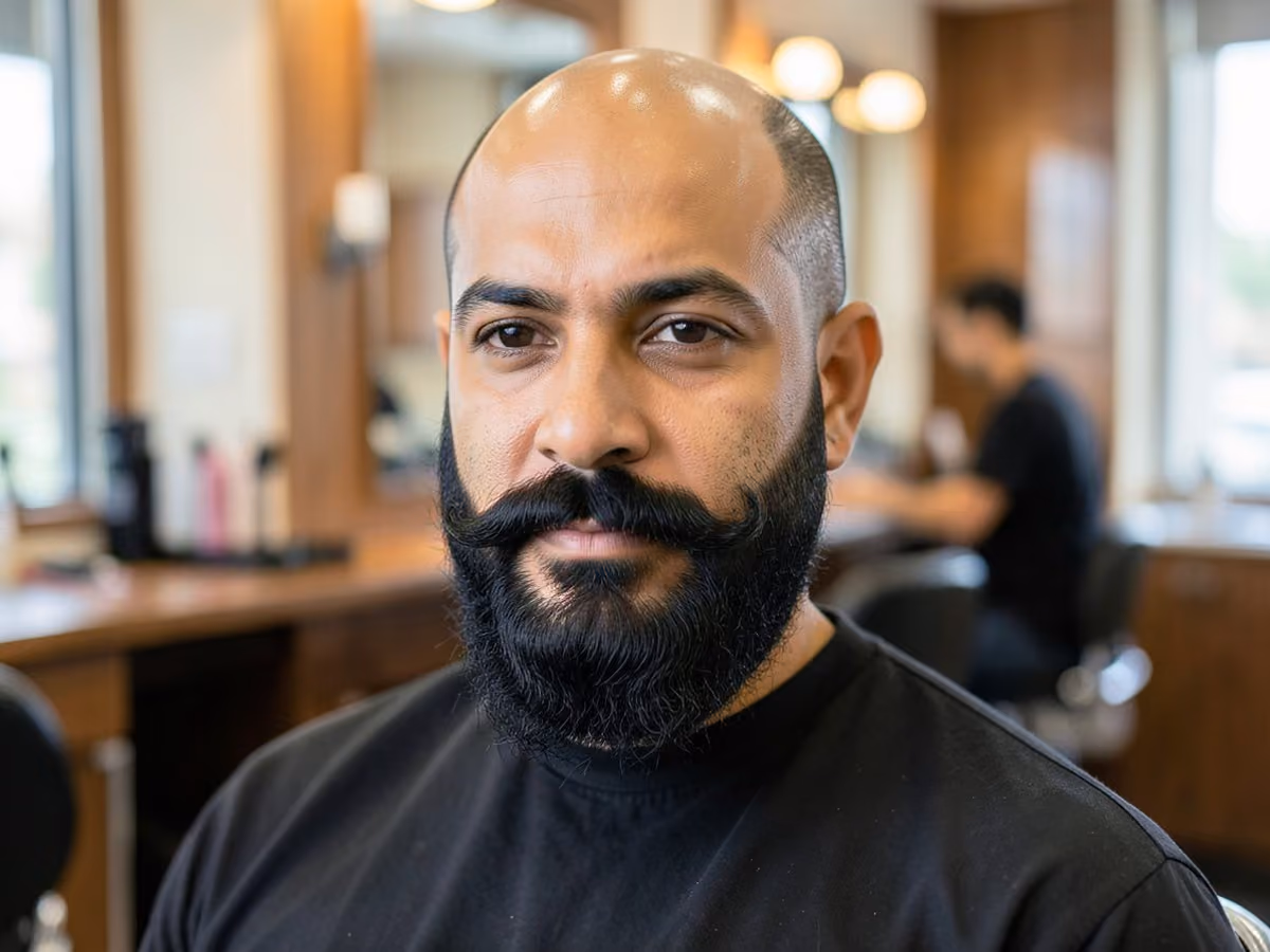 Man with a bald with verdi beard haircut