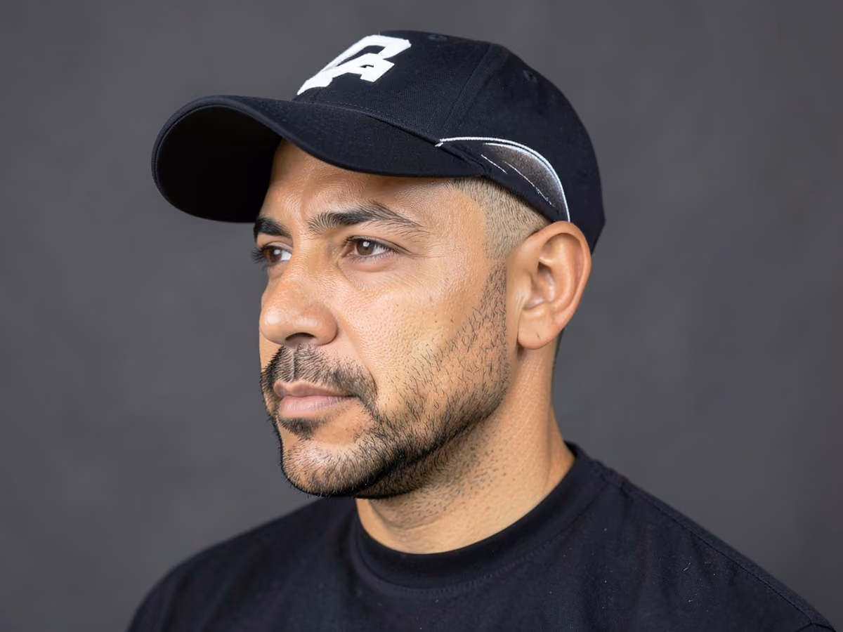 Man with a baseball fade with line design