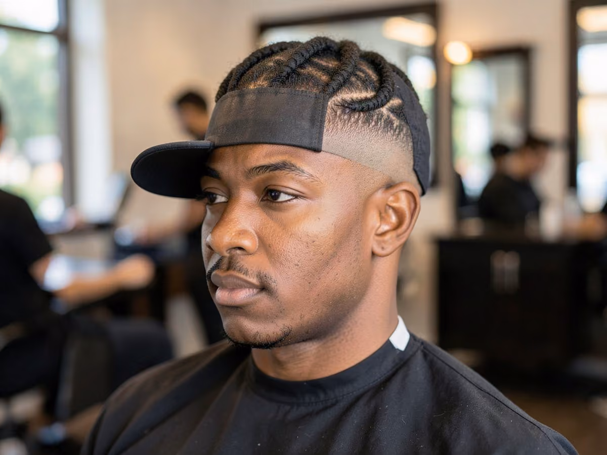 Man with a baseball fade with twists