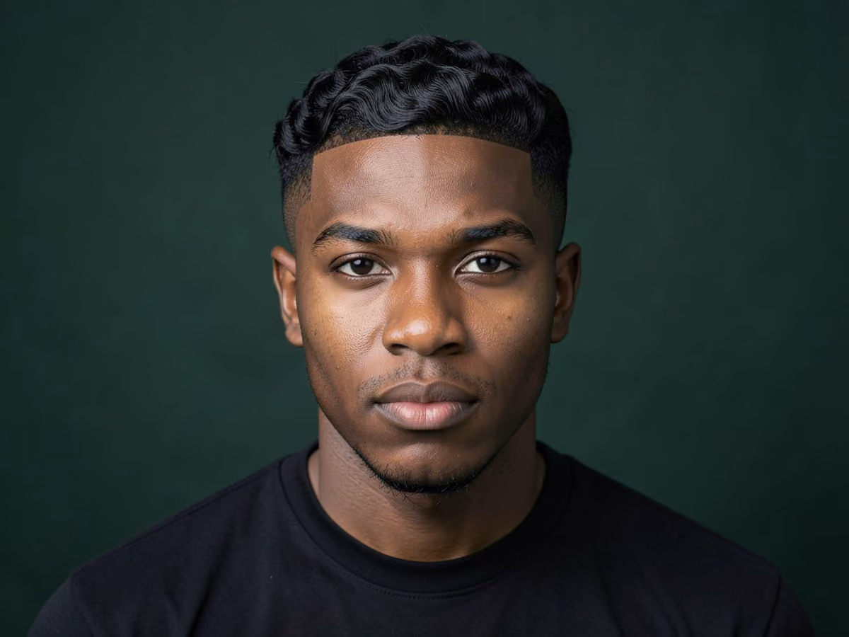 Man with a baseball fade with waves