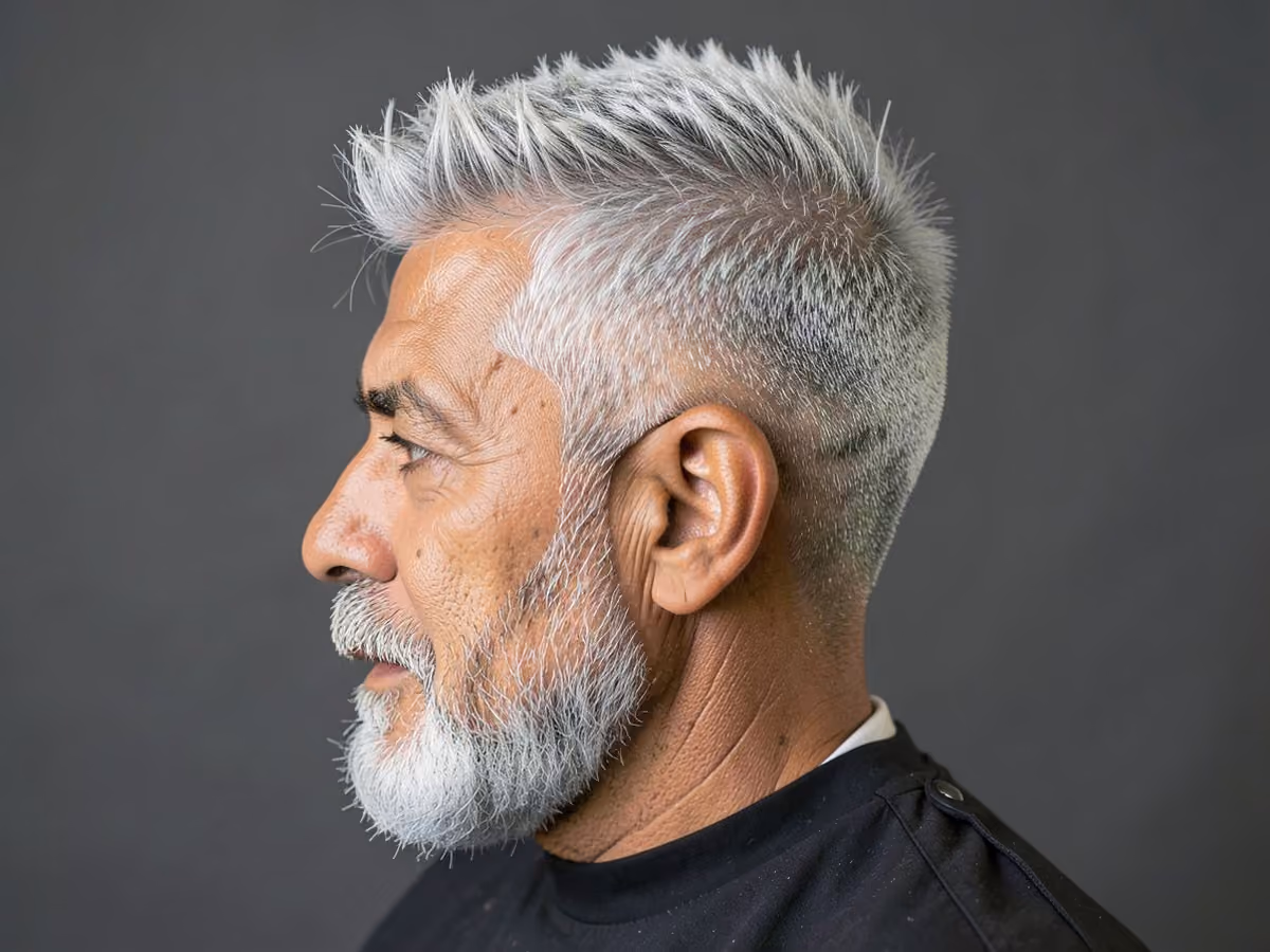Man with a baseball frosted tips haircut