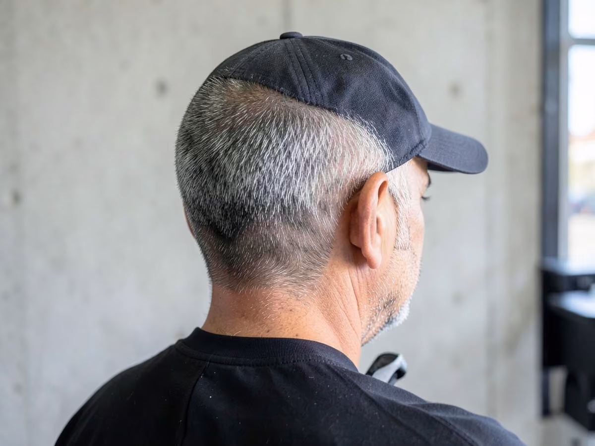 Man with a baseball haircut for older men