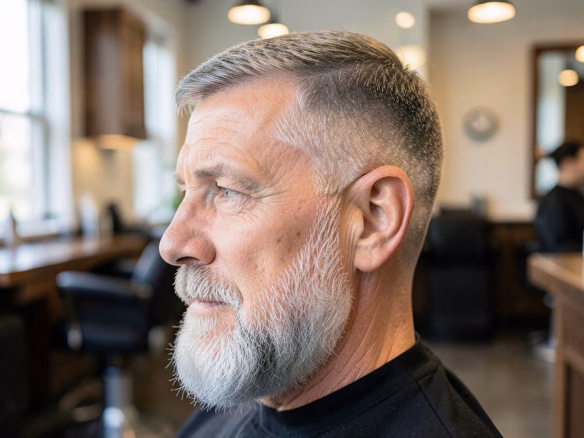 Man with a baseball haircut for straight hair