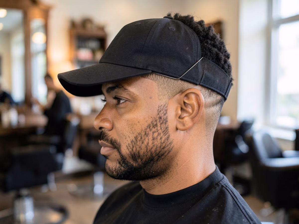 Man with a baseball haircut for thick hair