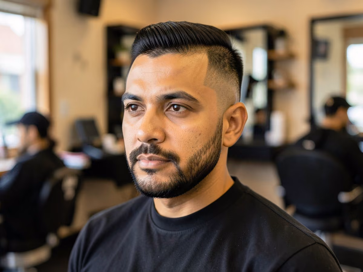 Man with a baseball high and tight haircut